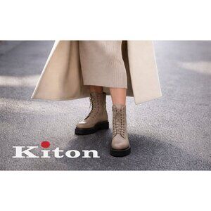 Kiton Brown Leather Ankle Boots Womens EU 40 Handmade Italy Lug Sole Luxury
